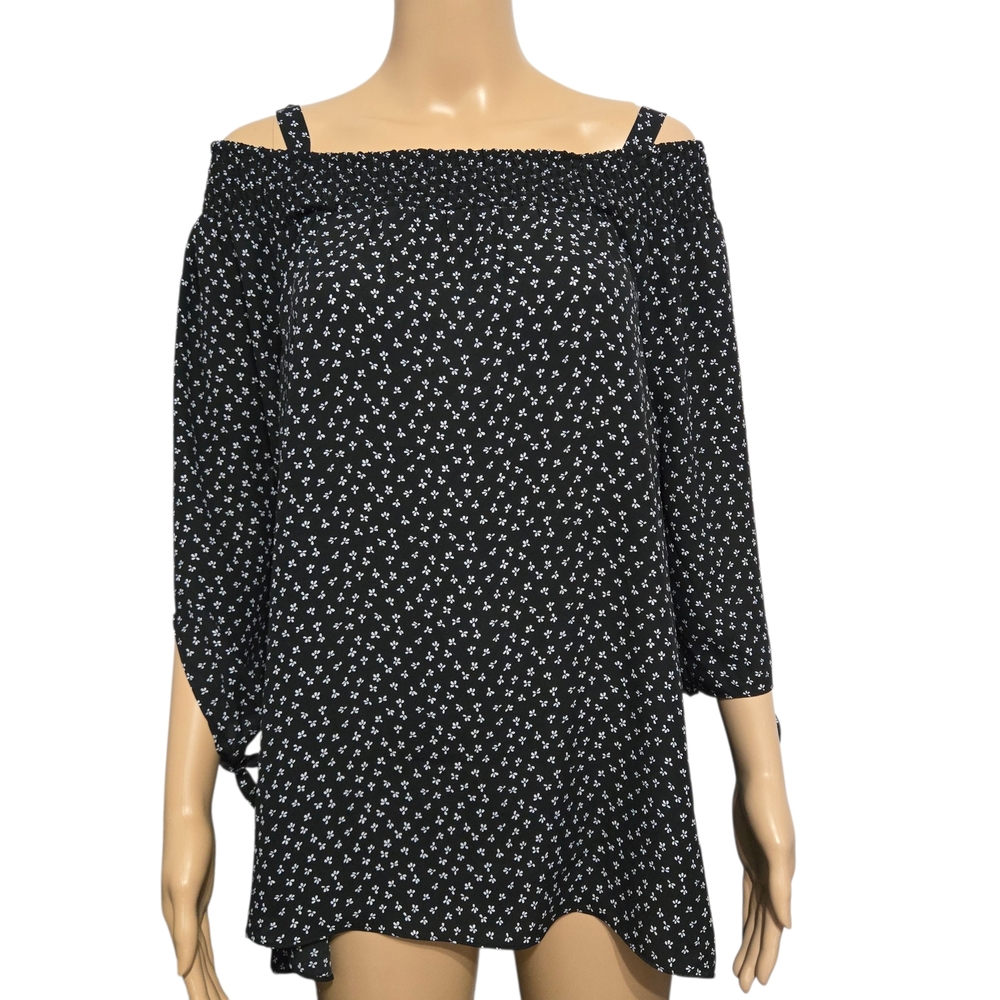Laura Plus Black and White Off-Shoulder Polka-dot Pattern  Top Size US 18